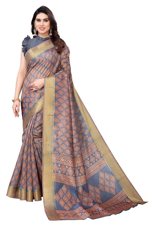 Zari Patta Gold 4 Handloom Regular Wear Wholesale Printed Sarees

